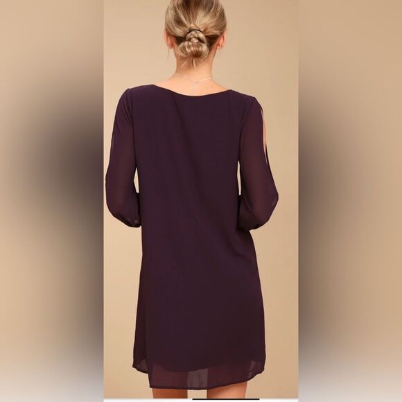 Lulu’s Shifting Dears Plum Purple Long sleeve dress Sz XS. - Picture 3 of 16